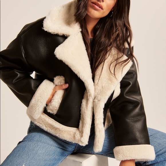Oversized Sherpa-Lined Vegan Leather Coat iuu.org.tr